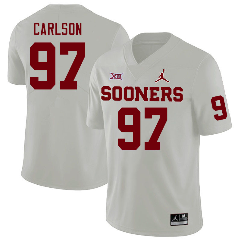 Men #97 Kyle Carlson Oklahoma Sooners College Football Jerseys Stitched Sale-White